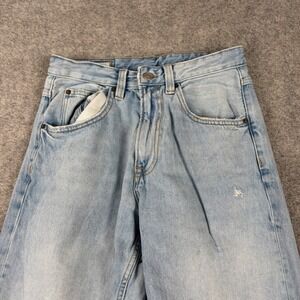 Zara Jeans Womens 29 Light Wash Distressed Wide Leg Baggy Denim Y2K Skate